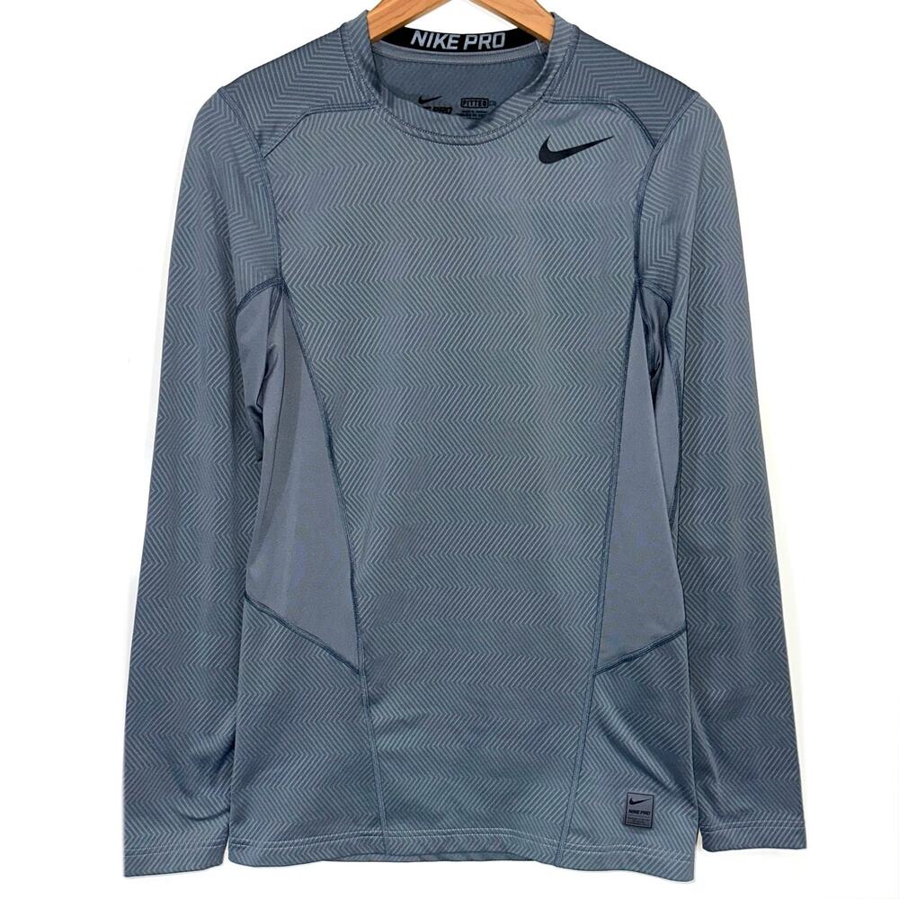 Nike Pro Men’s Fitted Grey Long Sleeve Athletic Shirt Size Small